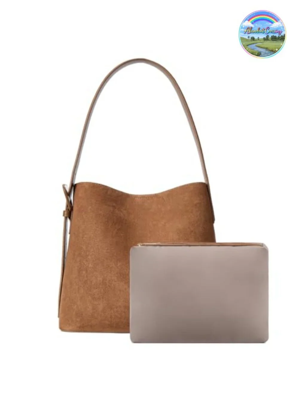 Women's Faux Leather Bucket Bag with Adjustable Strap